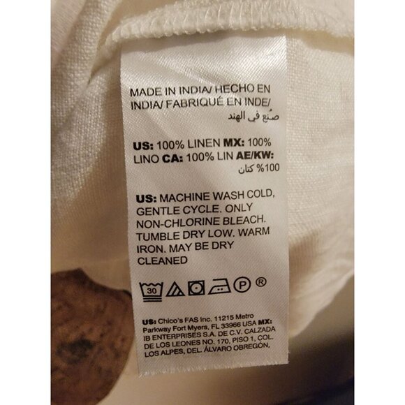 Chico's Alabaster 3/4 Sleeve Front Zip Linen Modern Shirt Jacket Size 3 USA 18 - Picture 8 of 14